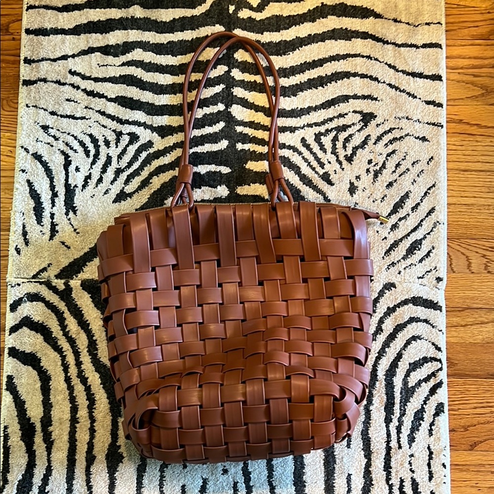 Brown Woven Tote Bag